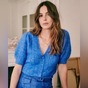 Gorgeous Sezane short-sleeved Perrine cardigan in blue